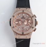 Swiss Made Copy Hublot Classic Fusion HB Factory 7750 Rose Gold Full Iced Watch